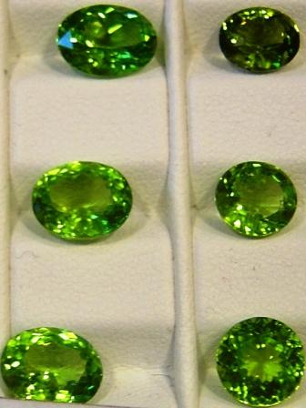 Facet cut Peridot gemstones